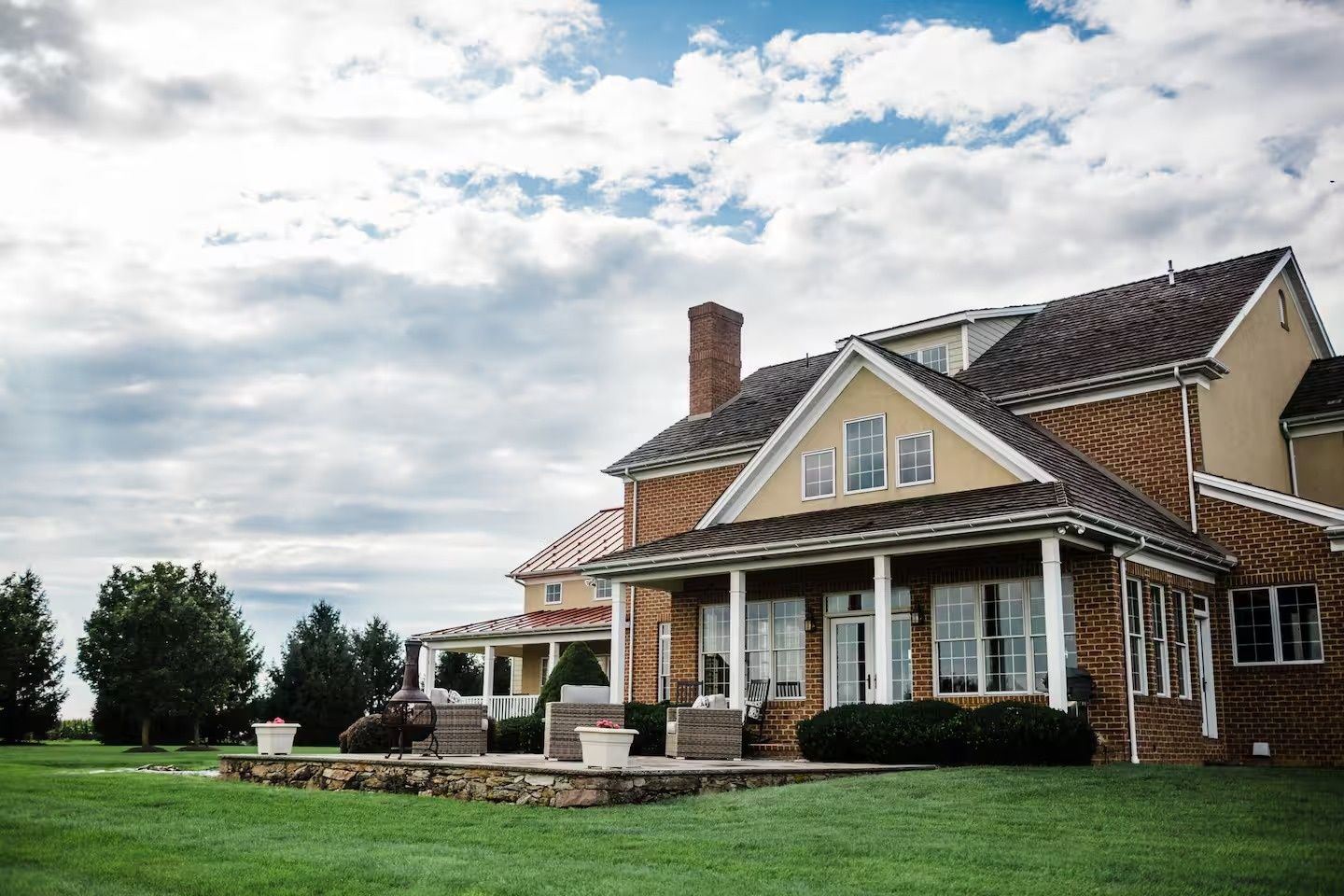 The back porch and stone terrace